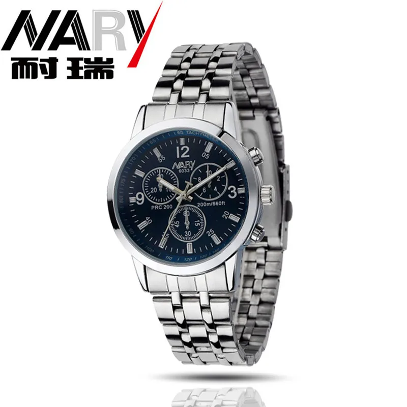 

2017 NARY Luxury Men Quartz watch Full Stainless Steel WristWatch japanese movement watches man waterproof wrist watch 6033