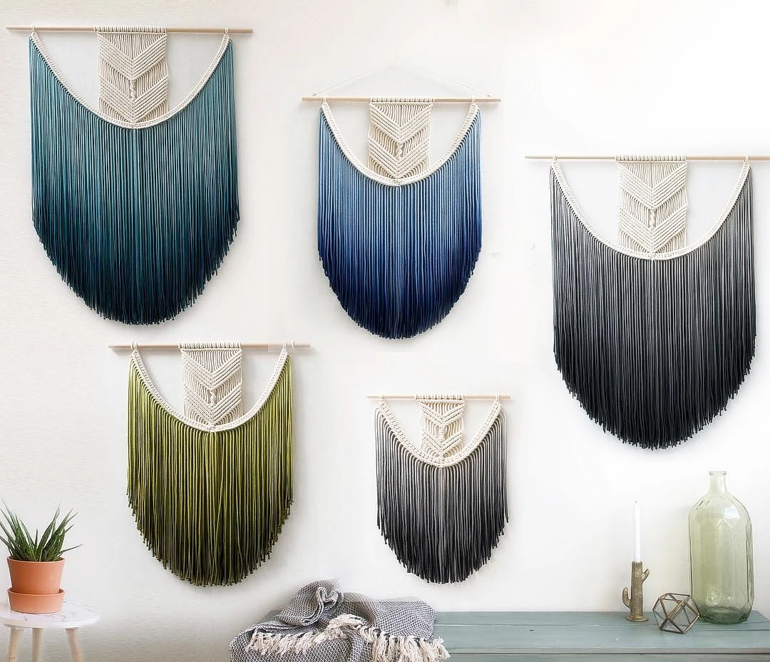 Hw027 Best Selling Hand Knotted Macrame Wall Hanging Cotton Wooden
