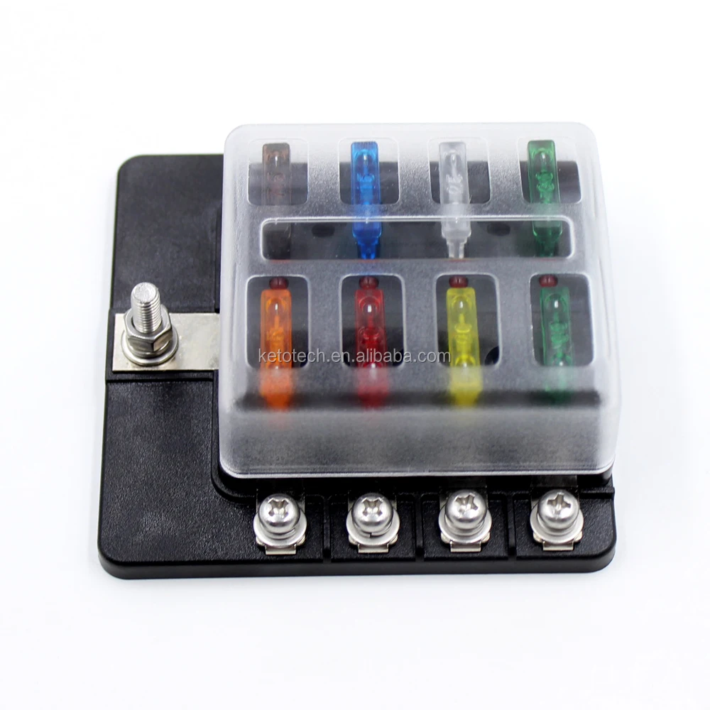 Keto Inline 8 Way Circuit Automotive Blade Fuse Holder With Screw