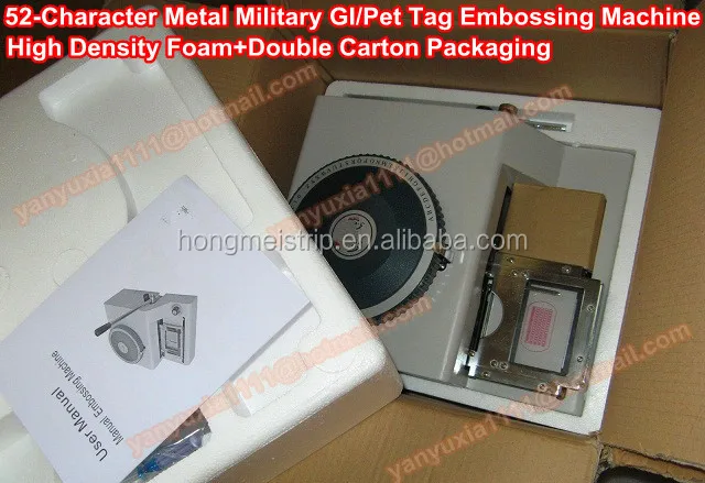 52 Characters Manual embossed letter Military Army Tag Embosser Machine number plate embossing machine for dog tag