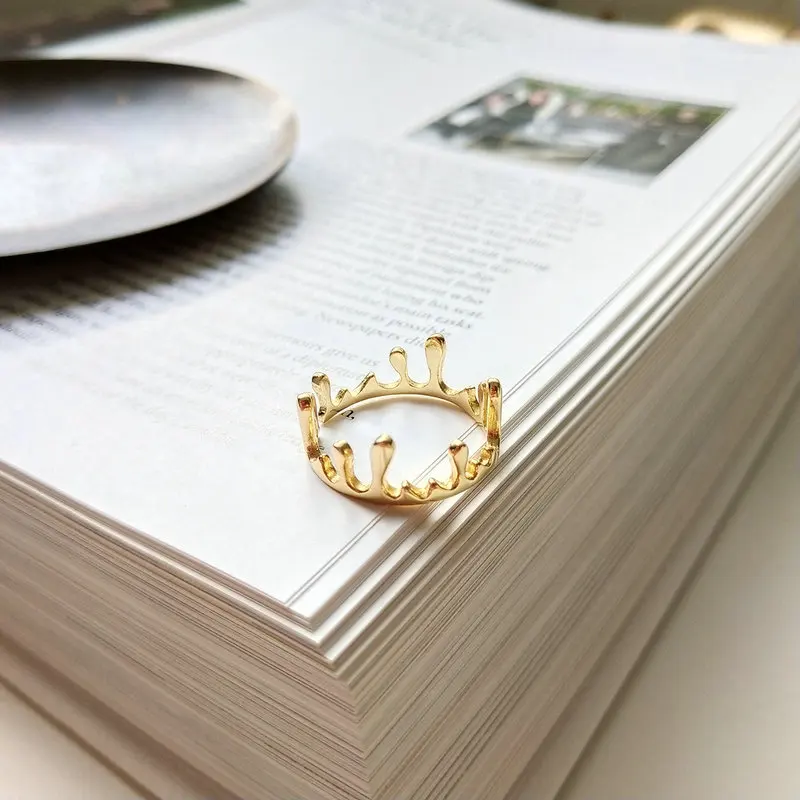 

2020 Europe and America hot resizable water drop crown 18K gold plated 925 sterling silver Index finger ring