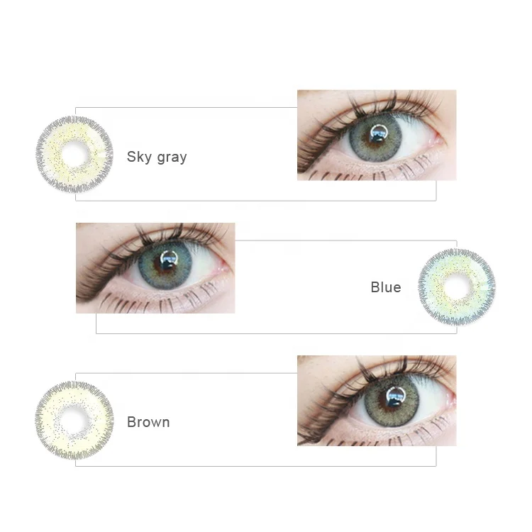 

Realcon Stylish European Series Colored Contact lenses Yearly Using Cycle Periods made of HEMA with Sandwich Technology, Brown;sky-gray;blue;gray