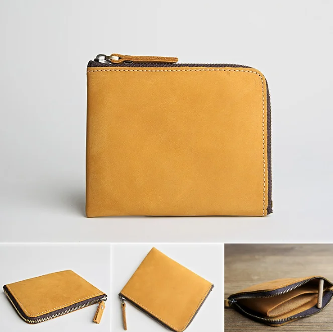
100% crazy horse leather mini purse zipper small coin wallet for man 