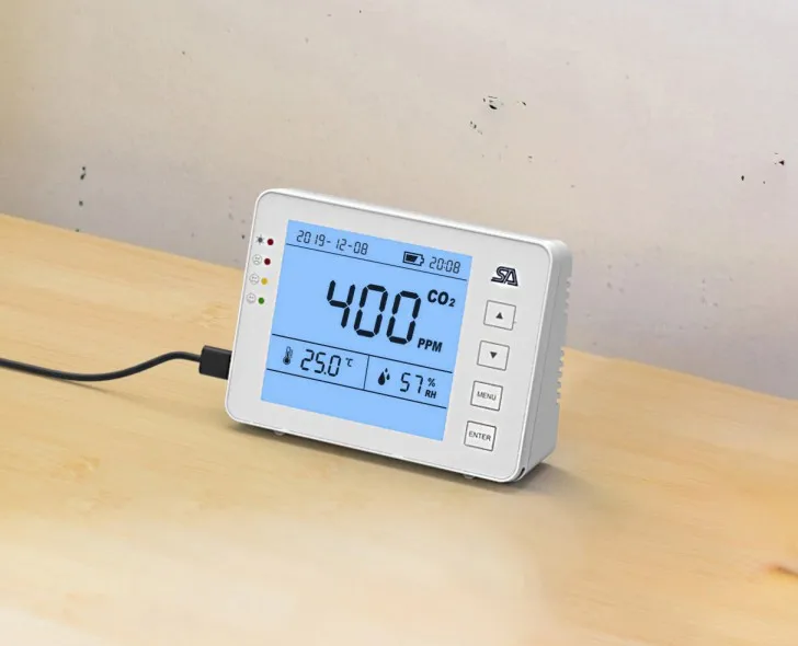 OEM Desktop and Wall-mounted air quality carbon dioxide CO2 gas meter / monitor with high sensitivity sensor