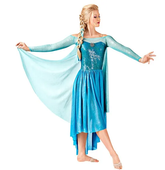 

Hot !!-light blue let it go long glitter costumes- frozen princess spark dresses