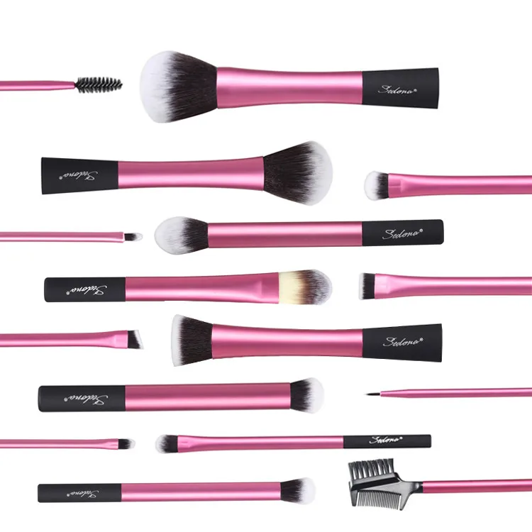 

YRX W003 16PCS Long Aluminum Ferrule Makeup Brush Set Cruelty Free