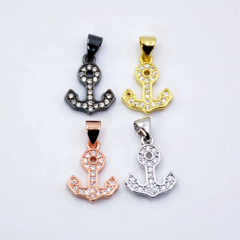

Anchor Charm Micro CZ Pave Charms Clear Cubic Zirconia Pendants Anchor finding for Necklace/Bracelet, Multi color
