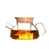 China Manufacturer Best Sell Handblown 800ml High Borosilicate Glass Teapot With Bamboo Lid For Home