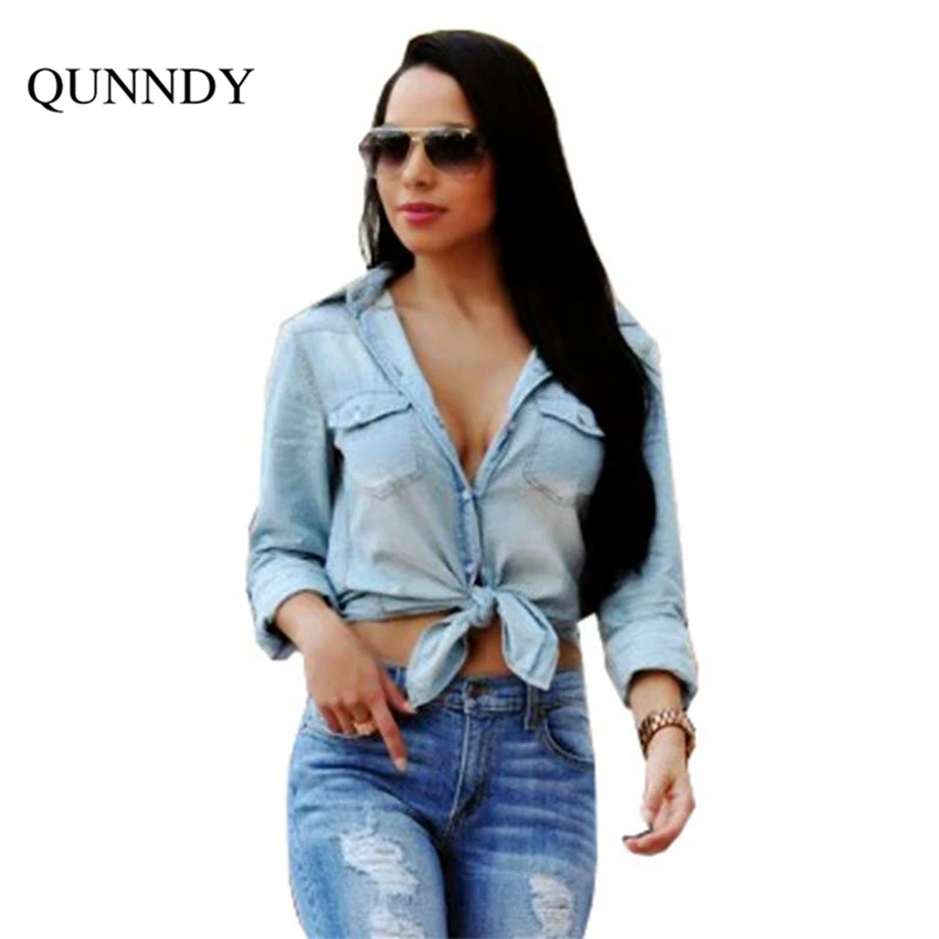 Compra Nudo de la mujer camisa vaquera online al por mayor