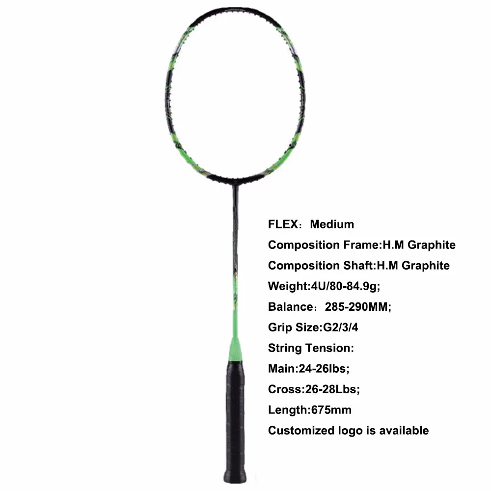 Yedo Hot Melt Graphite Badminton Rackets Light Weight Custom Badminton ...