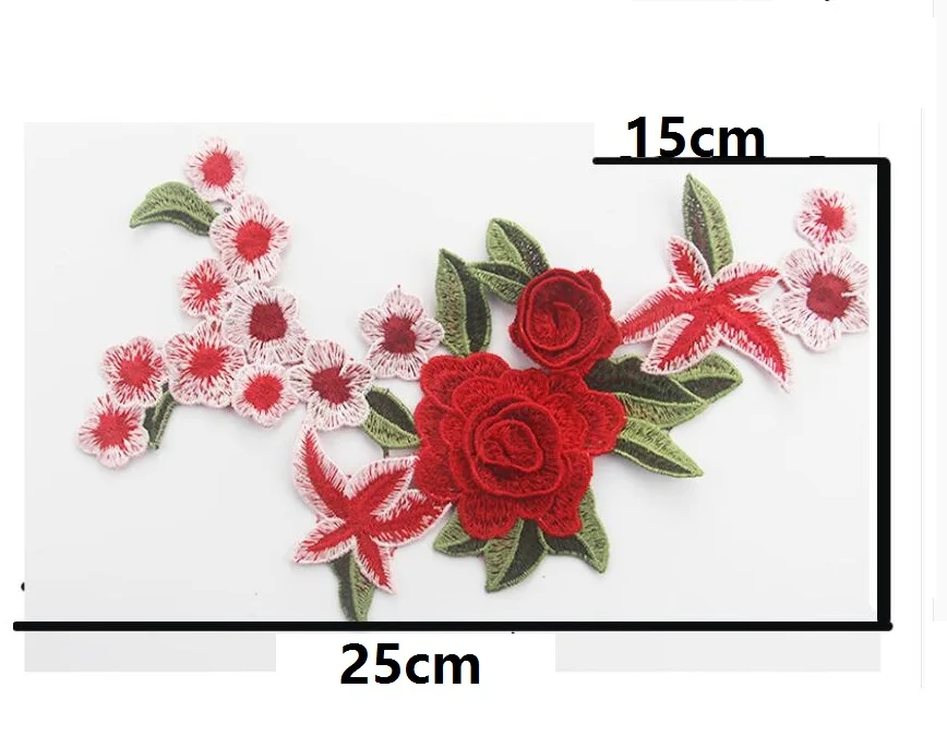 

DIY Flower Patches Big Stickers Clothing Embroidery Embroidered Roses Floral Collar Sew Patch Sticker Applique Badge, Red;purple;blue;pink;orange;green;black;white