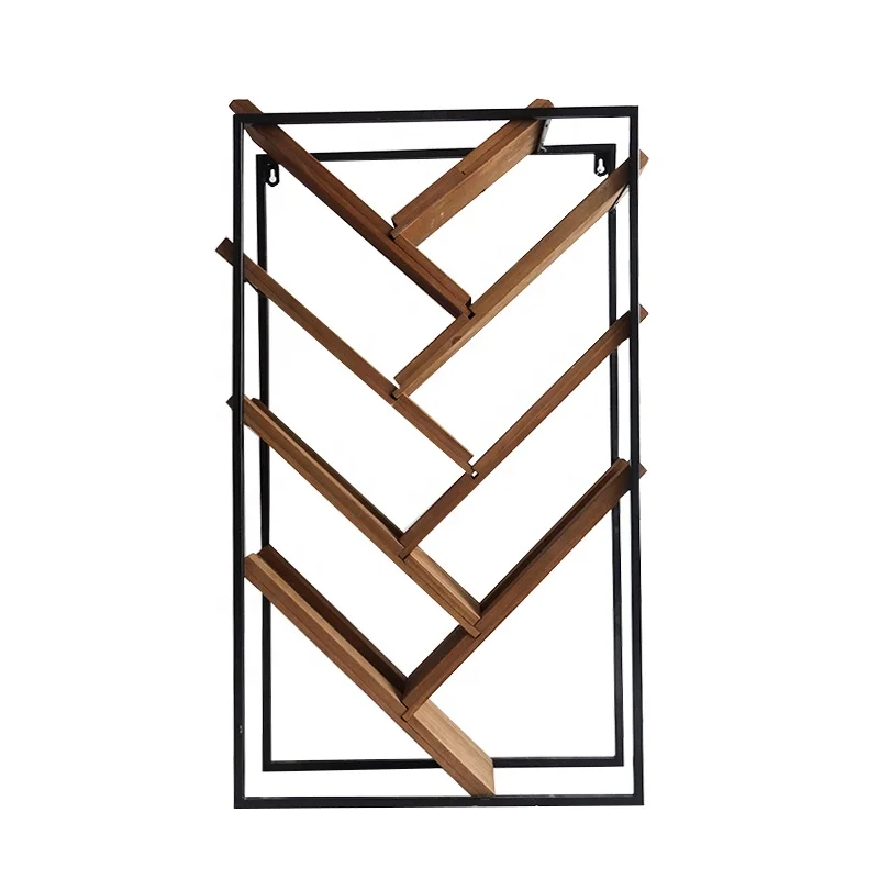 Rustic Wood Wall Mounted Hanging Wine Rack 8 Bottles Wine Holder