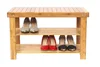Natural Bamboo Shoe Bench 2-Tier Shoe Storage Racks Shelf Organizer