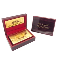 

Fake 24K Gold Foil Waterproof Plastic Playing Card Full Deck with Wooden Box