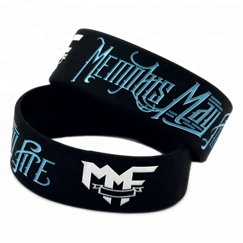 

25PCS One Inch Wide Memphis May Fire Silicone Bracelet MMF Logo, Black