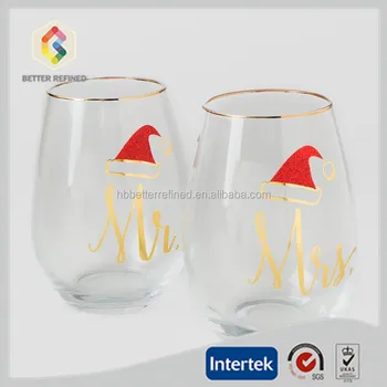 mr and mrs stemless wine glasses
