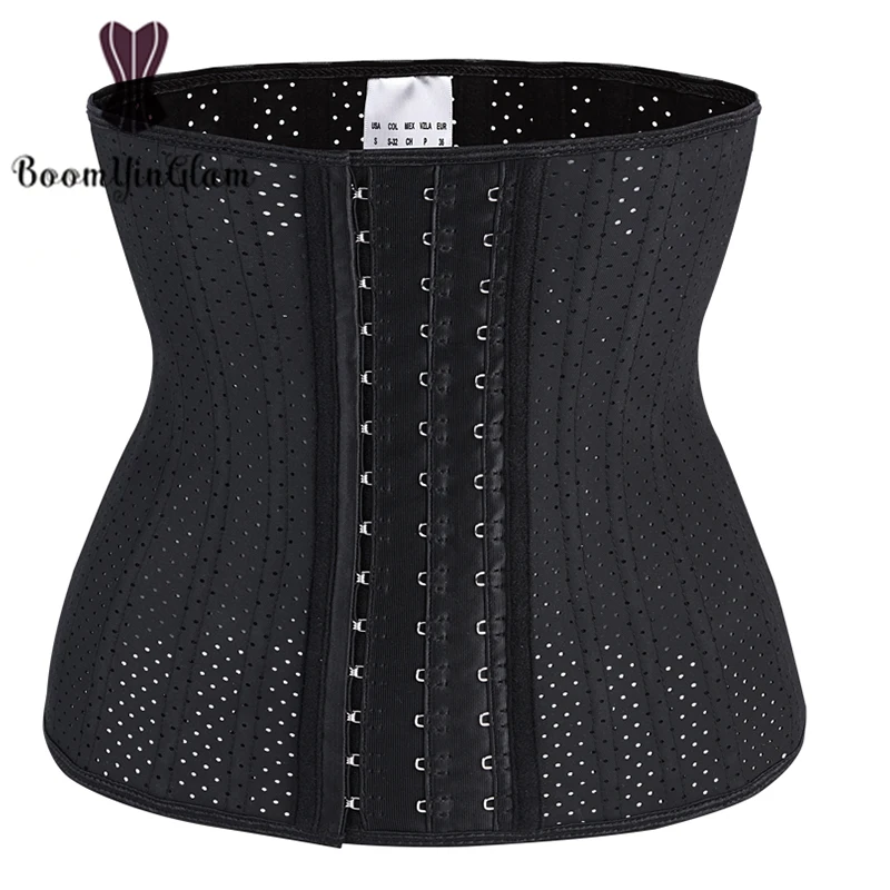 

25 Steel Bones Women's Underbust Latex Sport Girdle 11.81 Inch Waist Trainer Corset Breathable Body Shaper With Holes, Black,nude