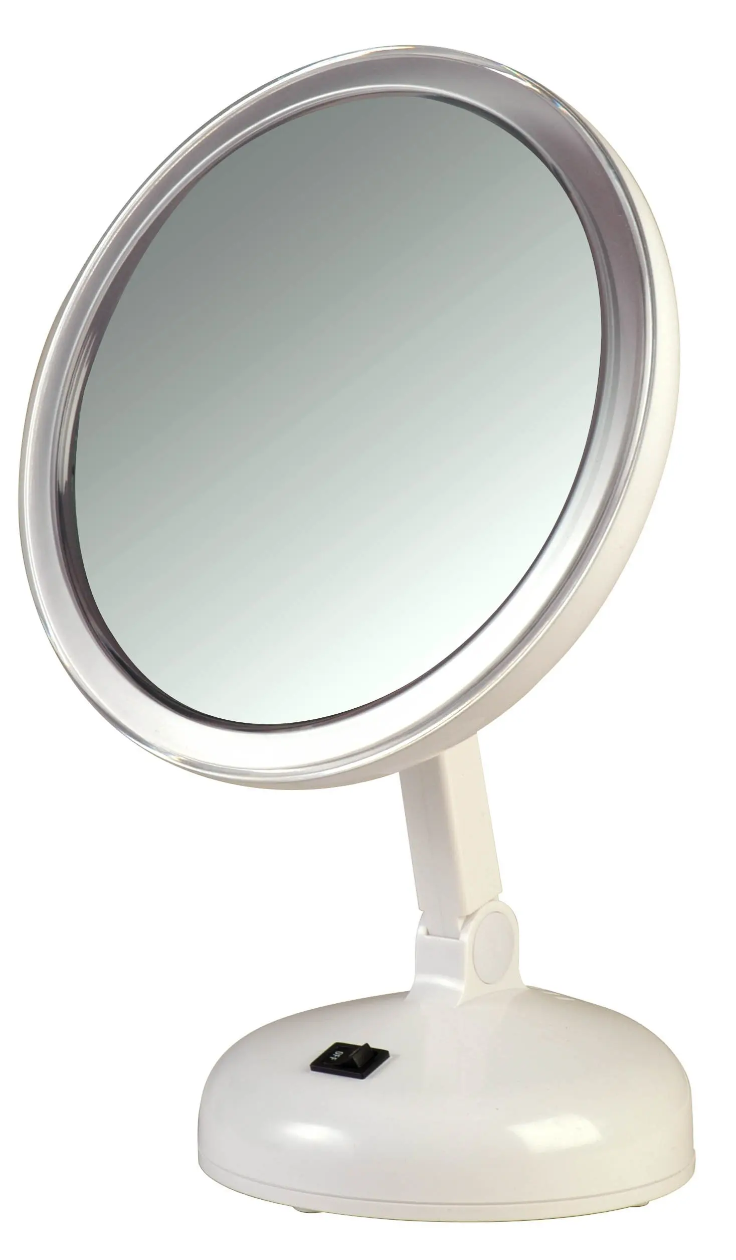Floxite 7504-12l 12x LED Lighted Folding Vanity and Travel Mirror White Froste