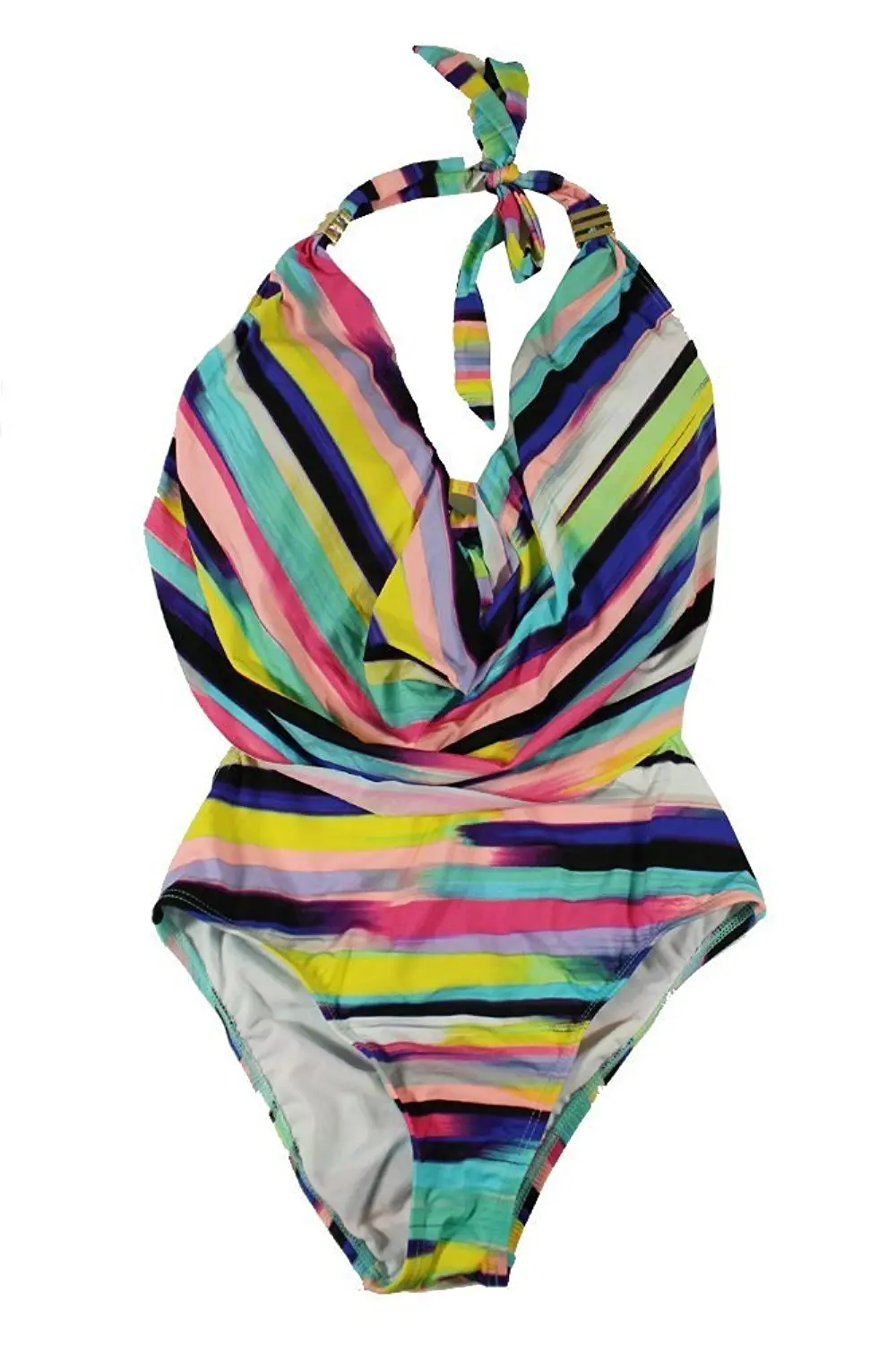 bar iii solid cowl neck monokini one piece swimsuit