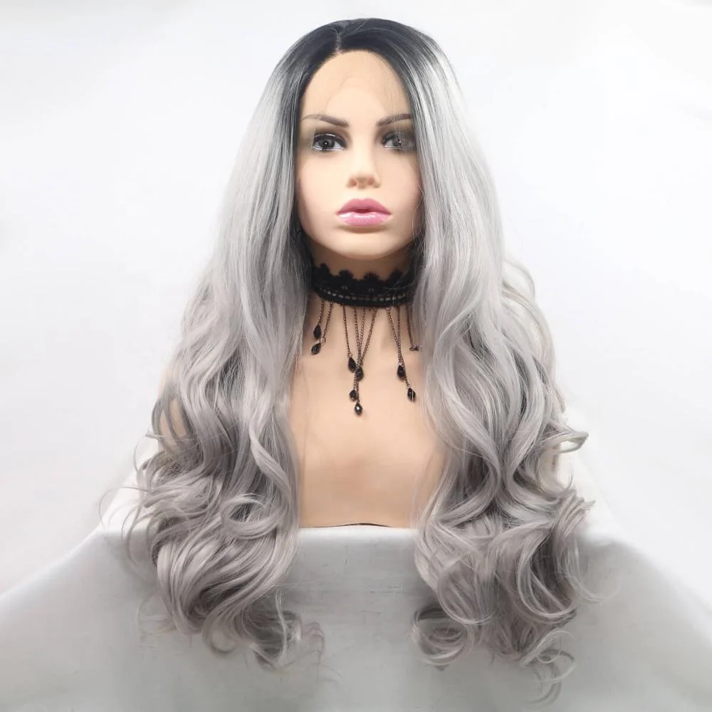 

Yvonne Non Remy Virgin Hair Two Tone Gray Hair Lace Wig