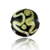 Lampwork Glass Beads Black & Yellow Ribbon Europe Style small hole round glass beads for DIY bracelet & necklace
