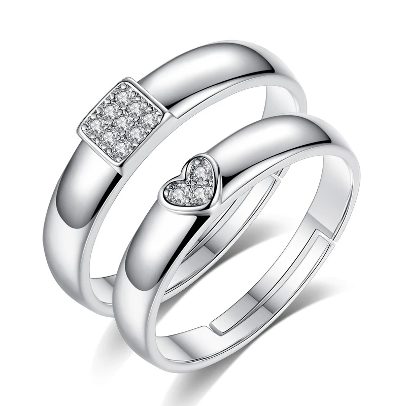 

Silver Women Heart Men Square Copper Diamond Ring Engagement Ring, Picture