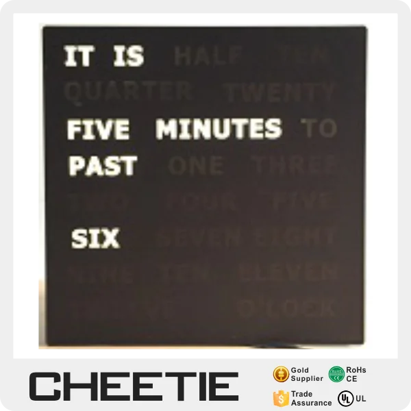 

11 Inch White LED Wall Word Clock, White|red|green|purple|yellow