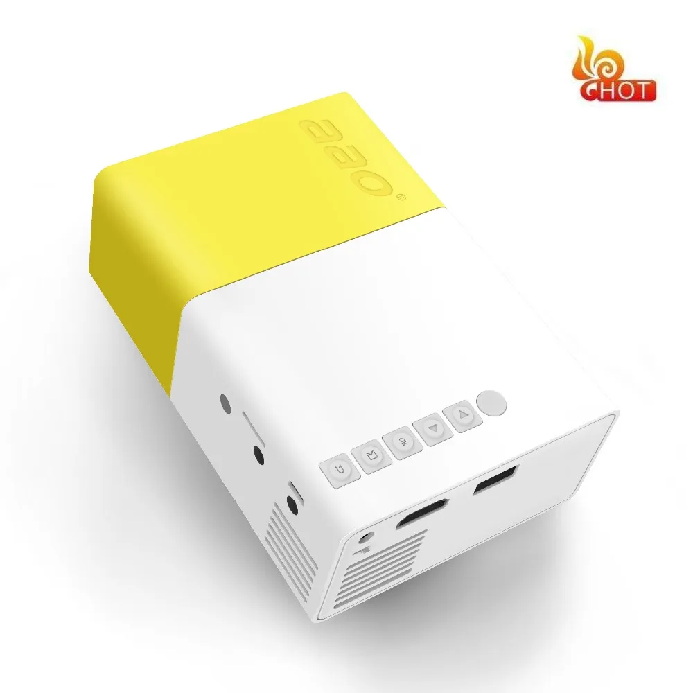 

real factory sale high quality mobile phone mini projector with battery built in yg-300 lcd portable projector, White