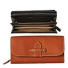 handcrafted smooth full grain leather wallet women clutch with snap button closure