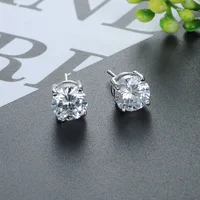 

Best Selling Simple 925 Sterling Silver stud earrings 2mm to 8mm round cz diamond earrings jewelry for women girls