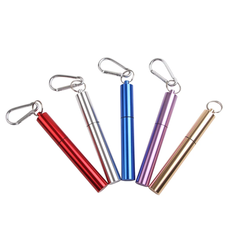 

Eco-friendly Collapsible Stainless Steel Telescopic Metal Drinking Straws With Aluminum Case