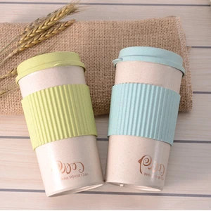 350ml/450ml New Product Custom Rice Husk Travel Christmas Coffee Mug With Wheat Lid