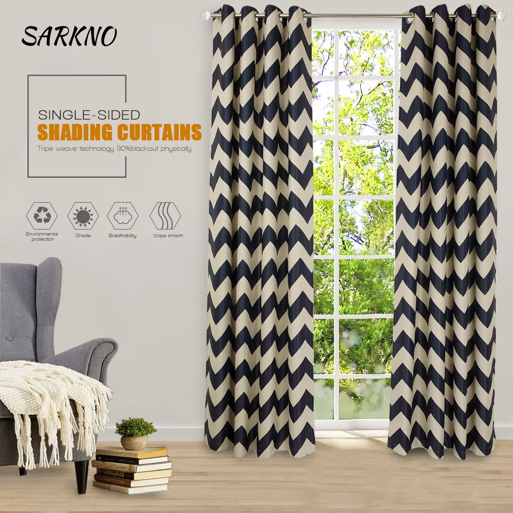 2018 New fashion desgin  striped blackout curtain ready made