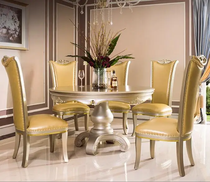 Bisini Luxury Gold Color Dining Table Room Furniture