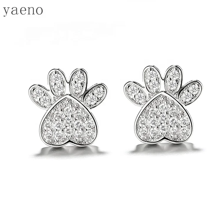 

Cute Jewelry Footprint Cubic Zirconia Jewelry 925 Sterling Silver Small Stud Earring for Women Girls Accessories