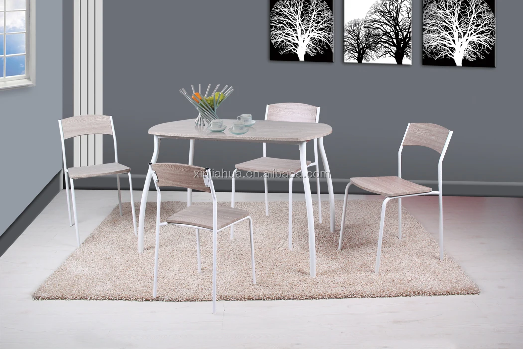 Modern Design Rectangle Dining Room Table And Chairs Set Wood Tabletop