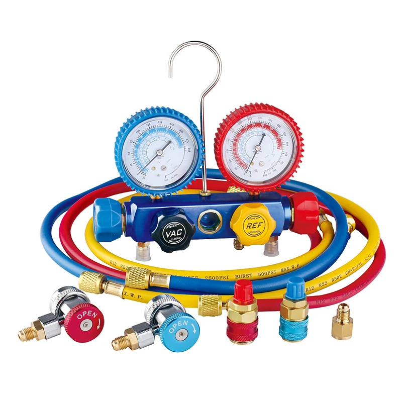 4 Ways R410a Ac Pressure Gauge,R404a R410a,R22 Refrigeration Gauges Set Buy 4 Ways Ac Pressure