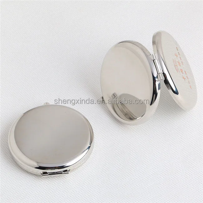 

Silver Round Metal Pocket Mirror Laser Engrave Promotional Gift Blank Metal Compact Mirror, Customized color
