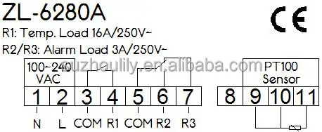 
ZL-6280A, 400C, 16A, PT100, Temperature Controller, PT100 Thermostat, Lilytech 
