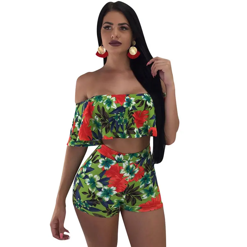 

Trendy Dew Shoulder Green Two-pieces Shorts Set Two Piece Set Women Clothing, N/a