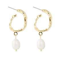 

1$ 1 pairs,Over 20 Designs,18k Real Gold Plated Geometric Metal Baroque Pearl Drop Earrings For Girls