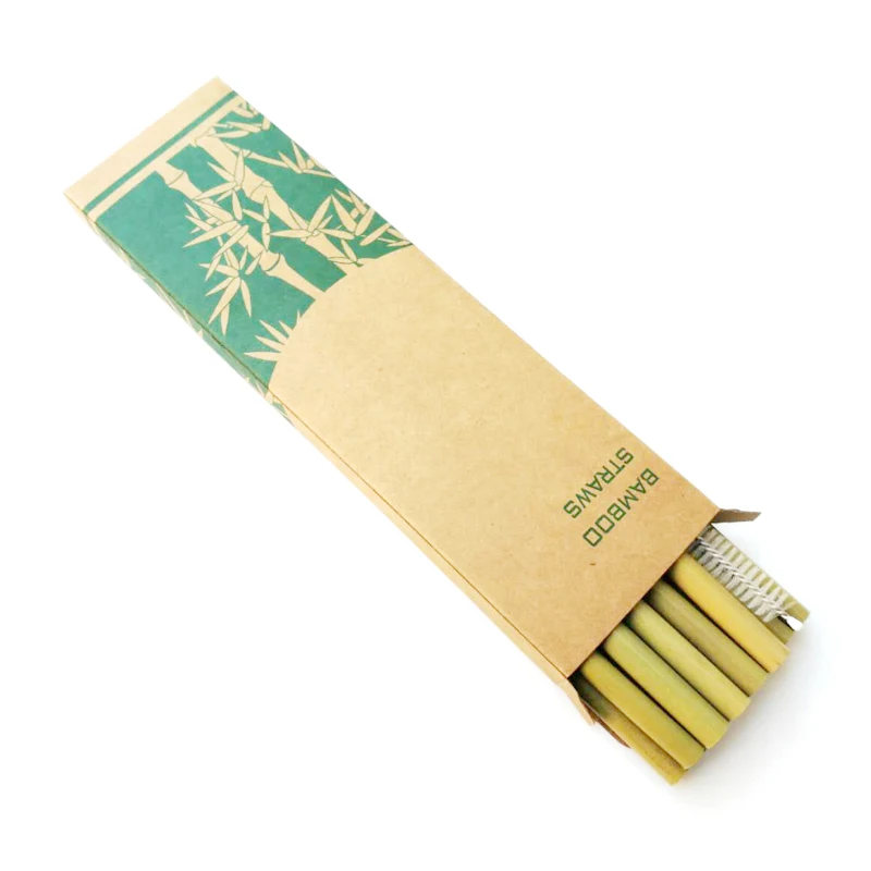 

natural biodegradable drinking bamboo straws with brush
