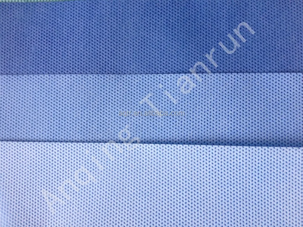 
White and Blue SMS Nonwoven Fabric for Surgical Drapes and Wraps 