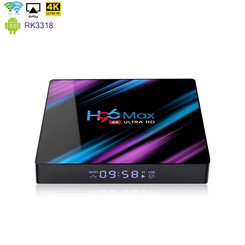 

Android 9.0 H96 Max 3318 TV Box 4GB 32GB 2.4G/5G Wifi RK3318 Quad Core BT4.0 with LED Display