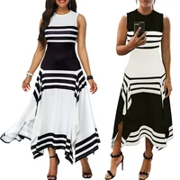 

MA6077 Striped Stretchy Jersey Midi Daily Dresses For Ladies Manufacture Wholesale Fashion Women Apparel