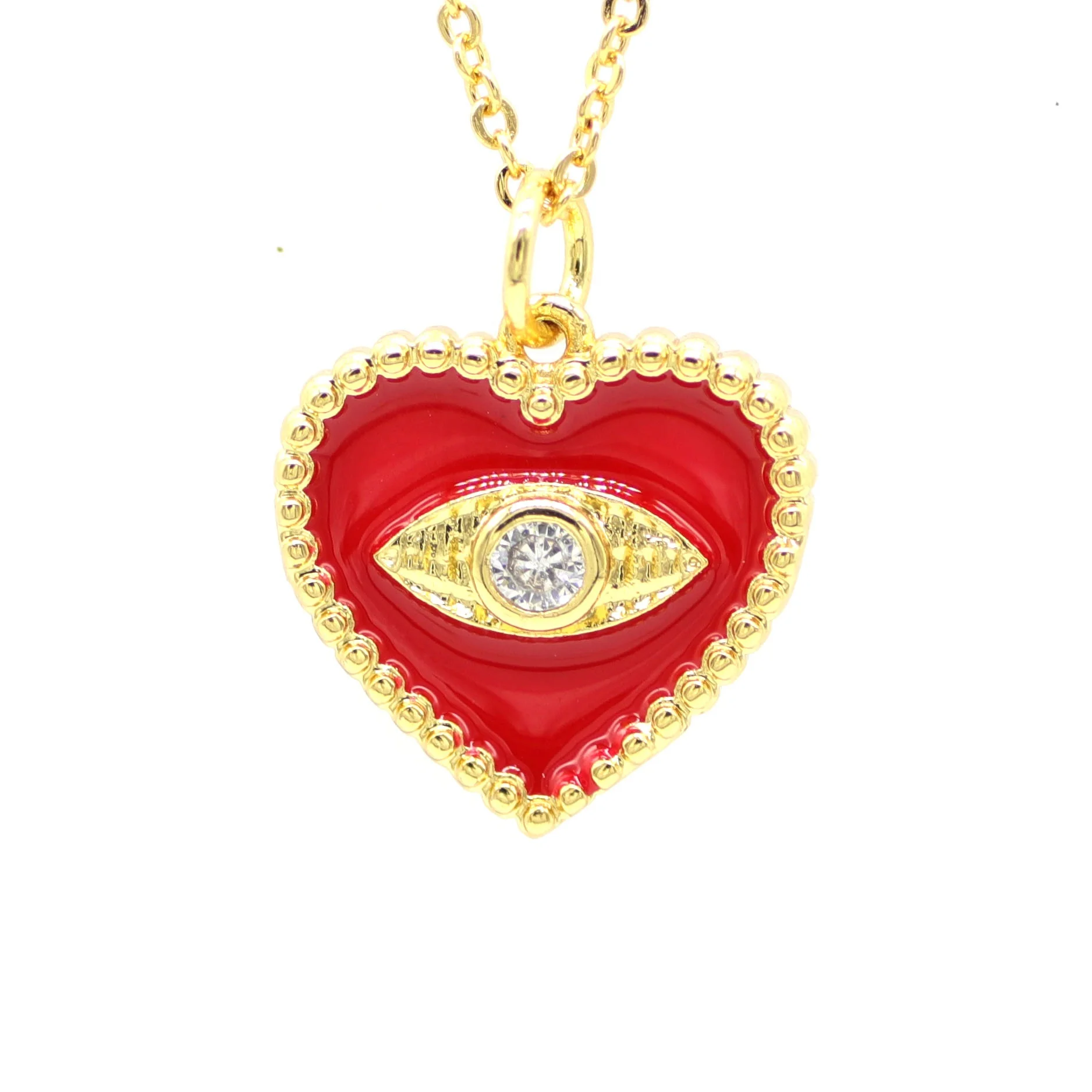 

heart red gold plated enamel pendant necklace for women, Gold;rose gold;silver;black