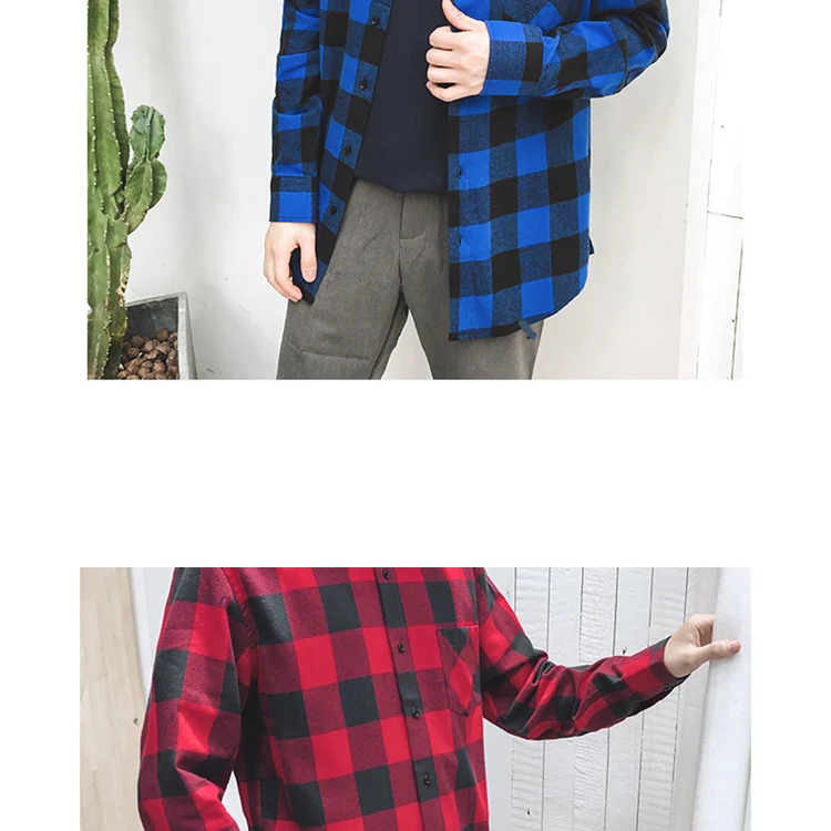 In stock service flannel men shirt with multiple colors plaid leisure shirt