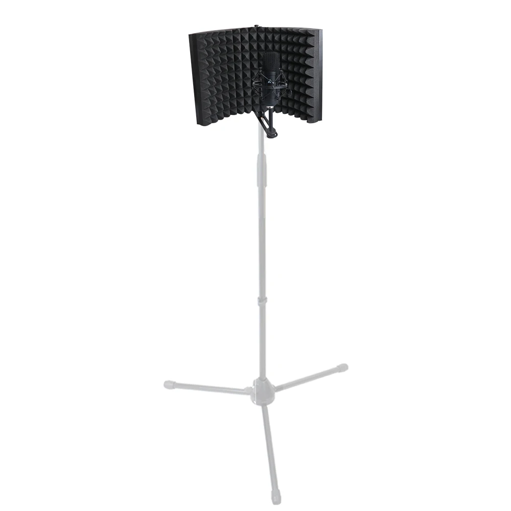 Black Metal + EVA Foam panel Microphone Isolation Shield for voice recording