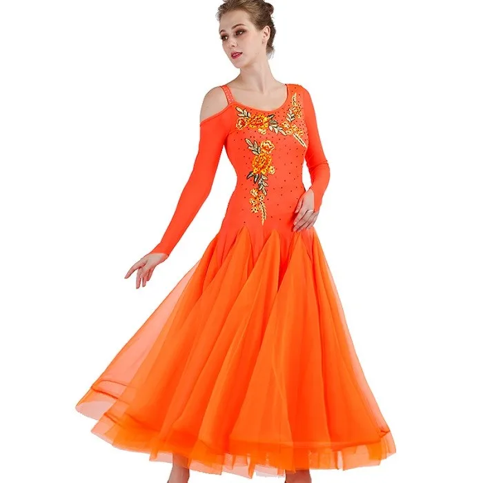 Senior Embroidery Ballroom Dance Dress Women Big Swing Dresses For Lady