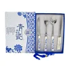 8pcs flatware set knife fork and spoon blue and white porcelain cutlery set with box